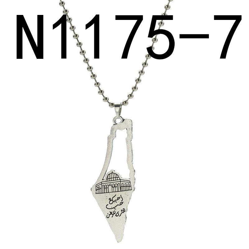 Jewish Israel Country Map Stainless Steel Gold Color Pendant Necklace For Men Women Arabic Choker Chain Amulet Jewelry Gift