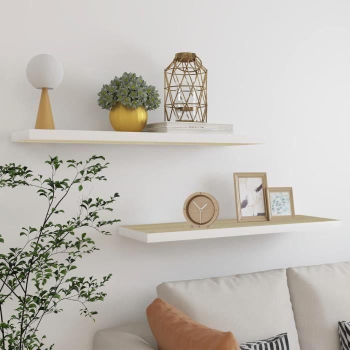 VidaXL Floating Shelves 2 Pcs Oak and White 90x23.5x3.8 Cm MDF