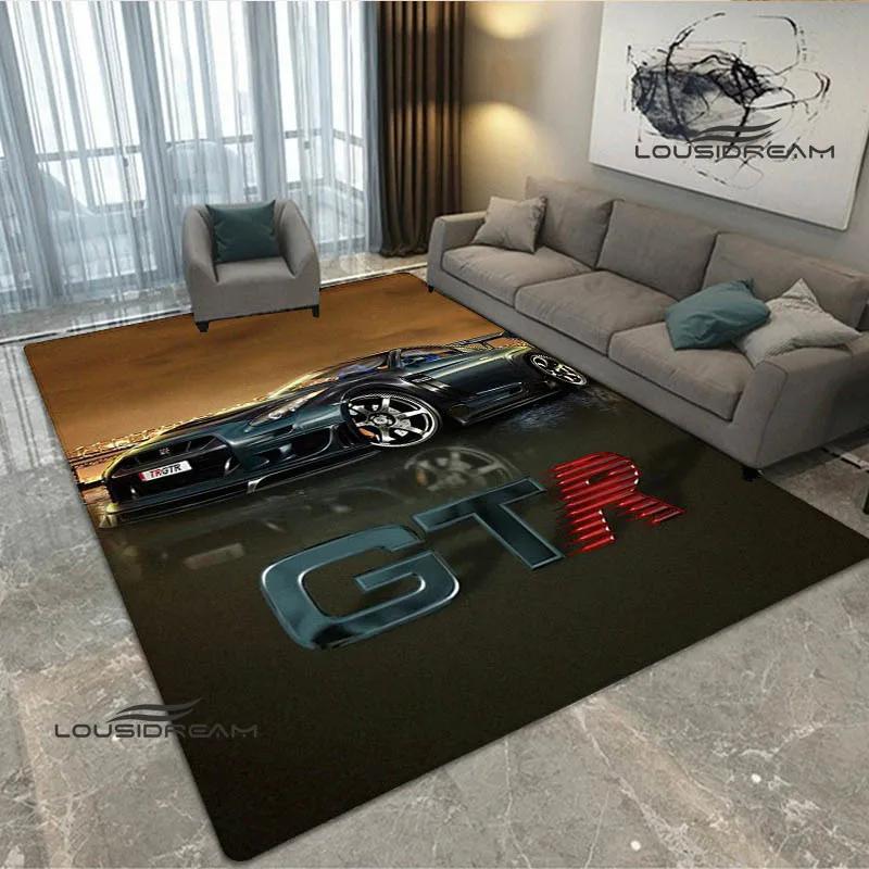 JDMs GTR Flag Car Pattern Carpet Decoration Room Home Outdoor Decor Racing Rug Non Slip Washable Game Style Floor Mat