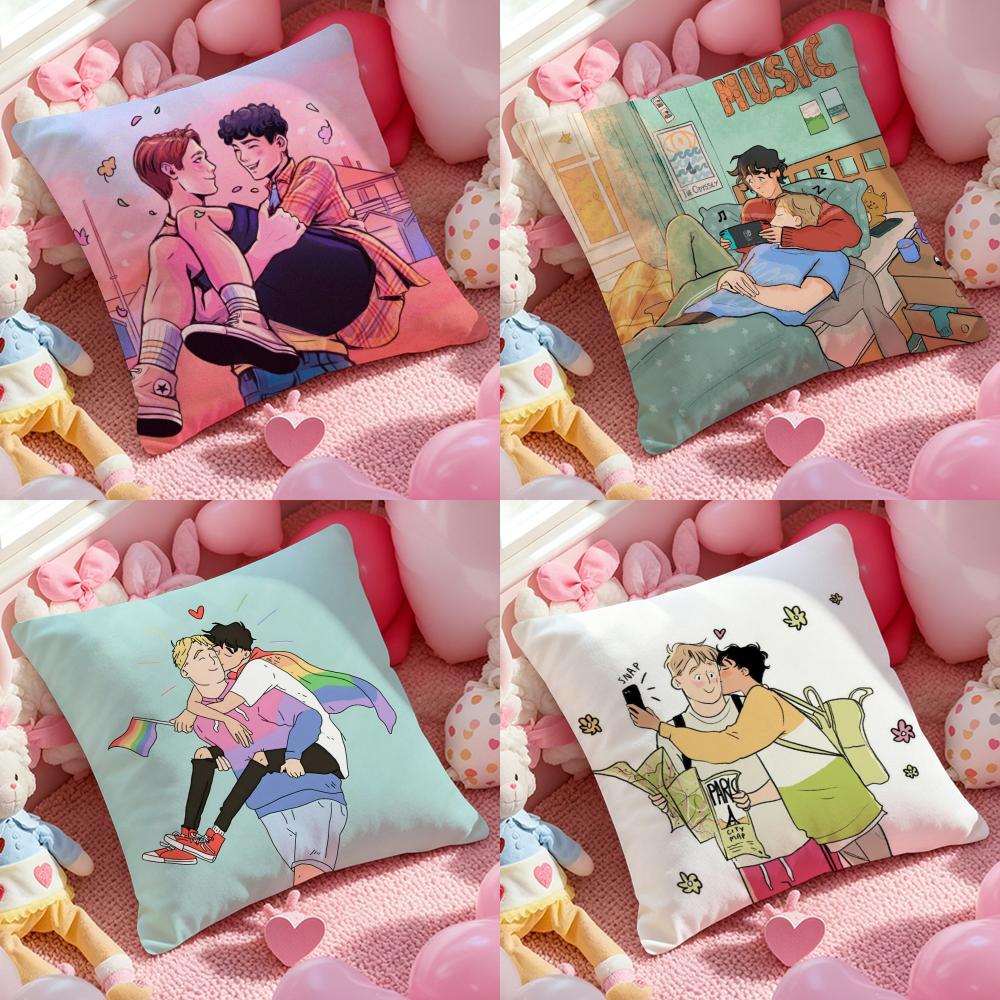Anime Heartstopper Kissenbezug Milbendichter Kissenbezug Versteckter Reißverschluss seidiger Kurzflor Sofakissenbezug