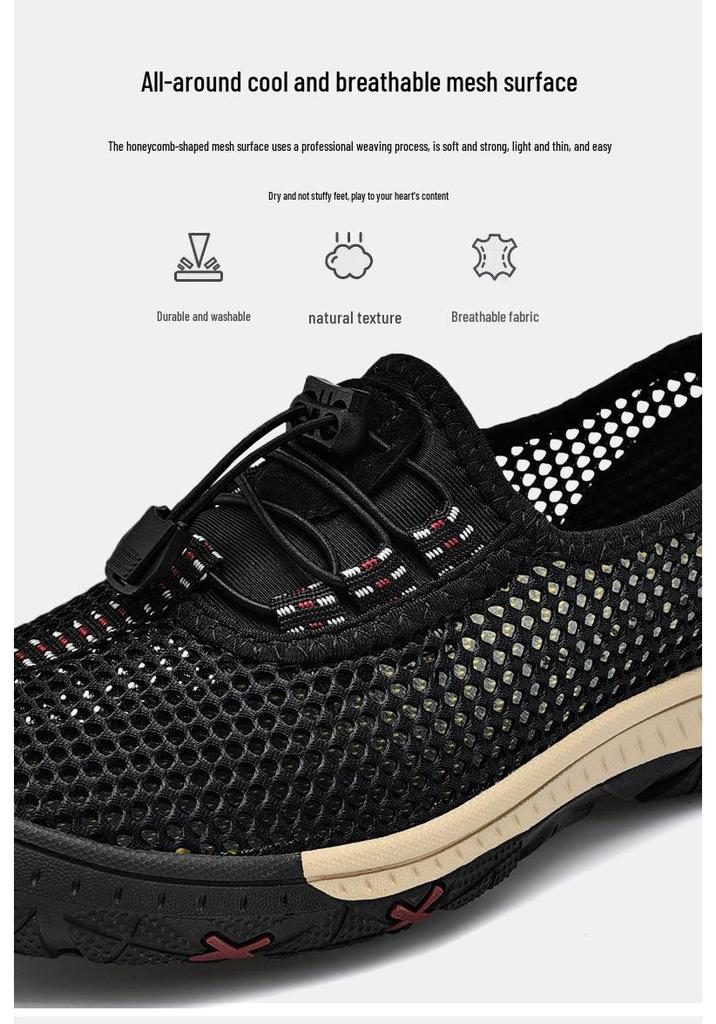 Men's Summer Mesh Non-Slip Outdoor Sports Shoes - Breathable, Wear-Resistant, Large Size Hiking & Travel Sneakers.