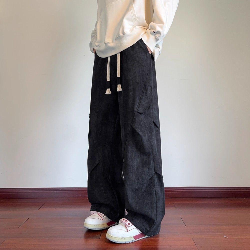Pantaloni larghi stile safari tie-dye eleganti Abbigliamento uomo dritti primavera autunno cordoncino elastico basic velluto a coste pantaloni casual