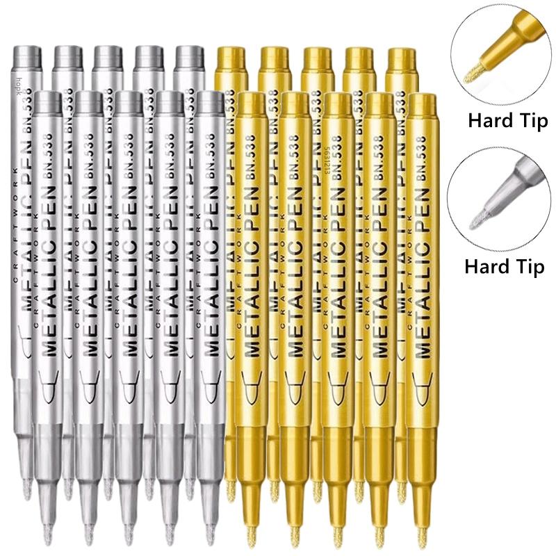 1/10/50Pcs Art Writing Gold Silver White Metallic Paint Pen Set Brush Tip Marker Pen Acrylic Paint Markers Stationery Supplies
