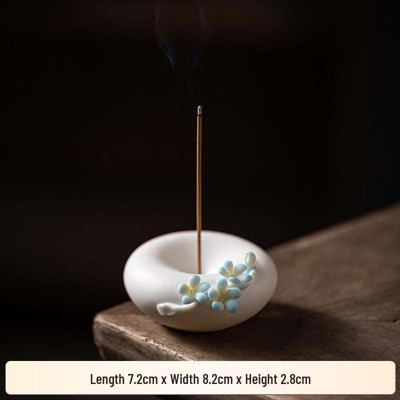 Handcrafted White Porcelain Plum Blossom Incense Holder for Home Decor