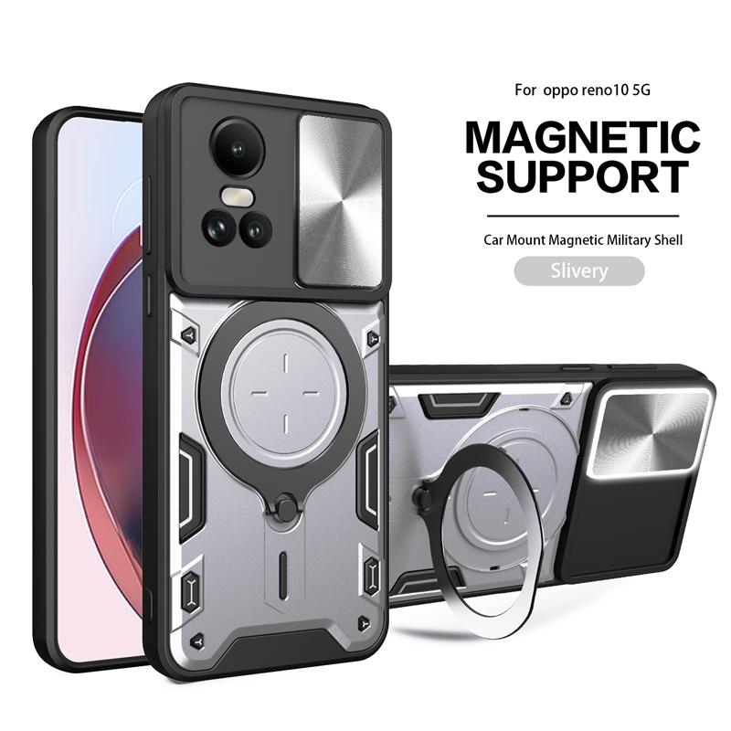Für OPPO Reno 10 5G CPH2531 Hülle Slide Camera Protect Telefonhülle für Oppo Reno10 Pro Global 2023 CPH2525 Ringhalter Rückseite