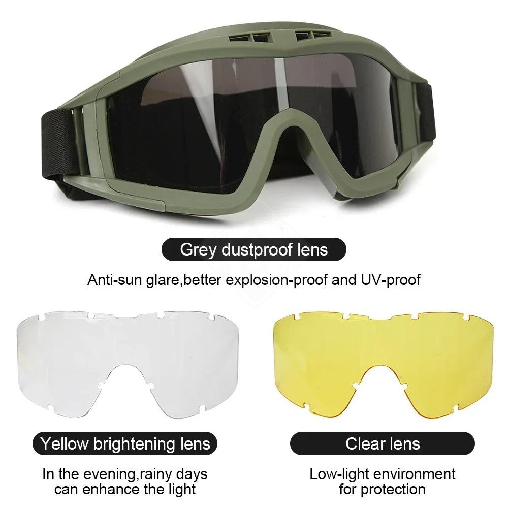 Neue Airsoft Taktische Brille 3 Gläser Winddicht Staubdicht Schießen Motocross Motorrad Bergsteigen Brille CS Sicherer Schutz