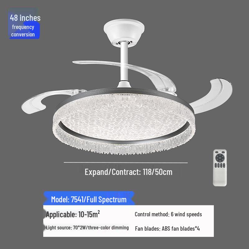 High-End Full Spectrum Ceiling Fan Light with Invisible Blades and All-Copper Motor for Restaurants and Homes