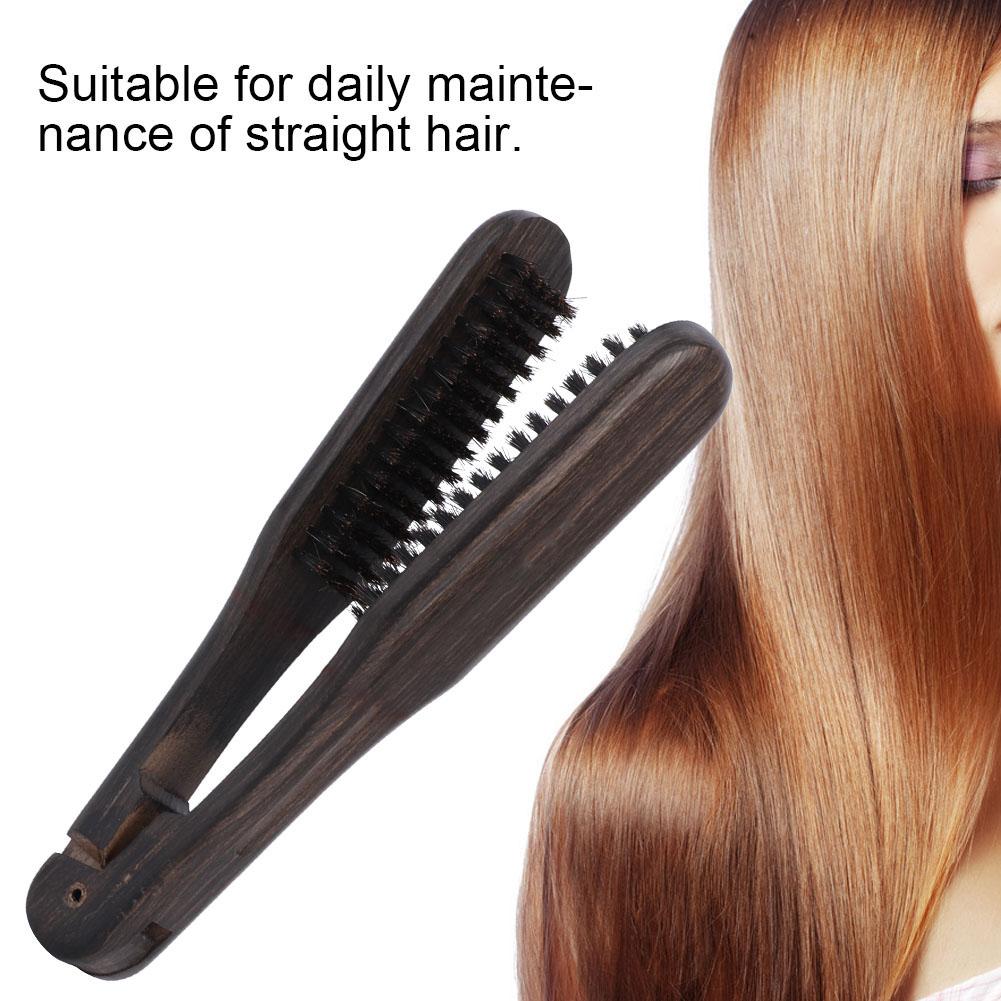 Wooden Hair Straightening Comb, Anti-Static Double Brush Design for Straight Hair, with Unique Handle for Sy and Use As a Hair Dryer