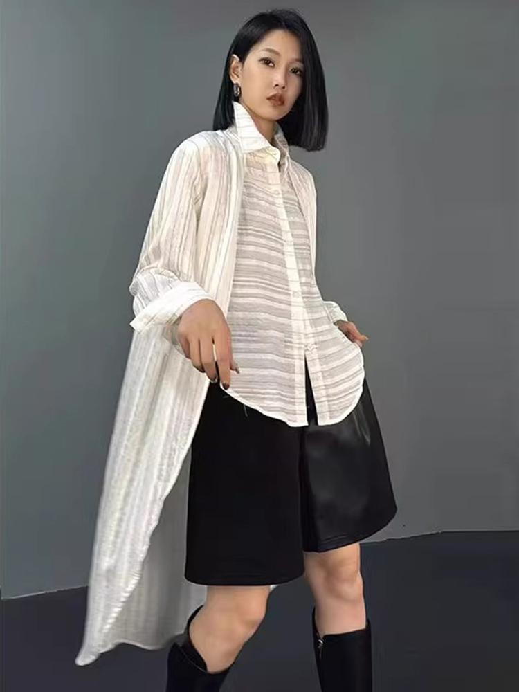 Xitao Cămașă cu dungi asimetrice pentru femei cu un singur piept ZY8917