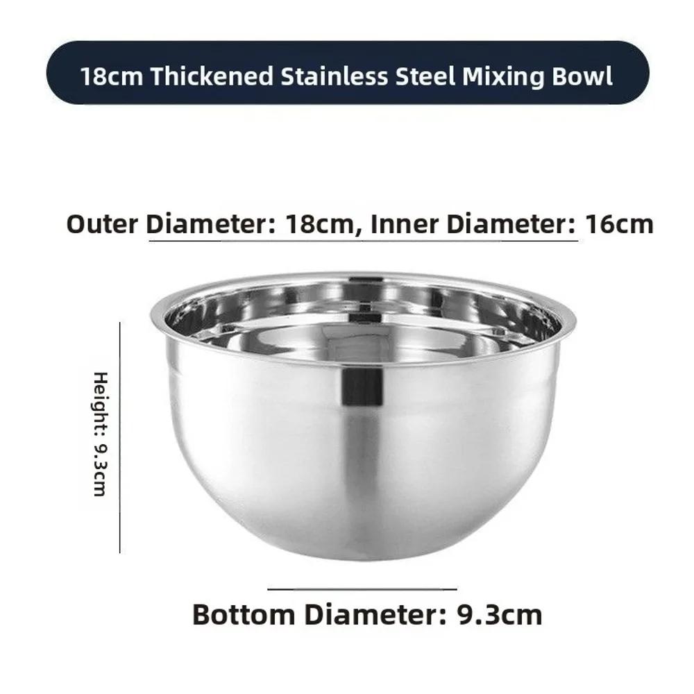 New Durable Stainless Steel Mixing Bowl Cold Vegetable Bowl Thickened Baking Fruit Salad Bowls Large Capacity Egg Mixing Basin