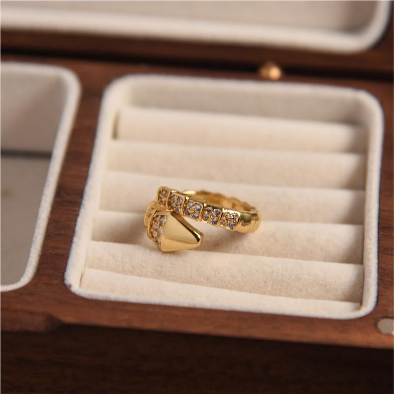 Stylish And Contemporary Open Adjustable Copper Ring With Zircon For Womens Fashion Statement