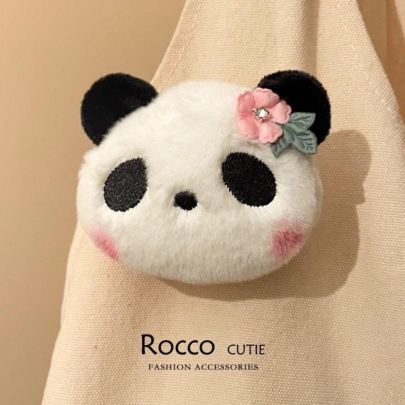 

Cartoon Rabbit Panda Girl Cute Stuffed Brooch Female Pin Doll Doll Creative All-Match Bag Ornament Flower Panda Pin(About 9*7.5cm)