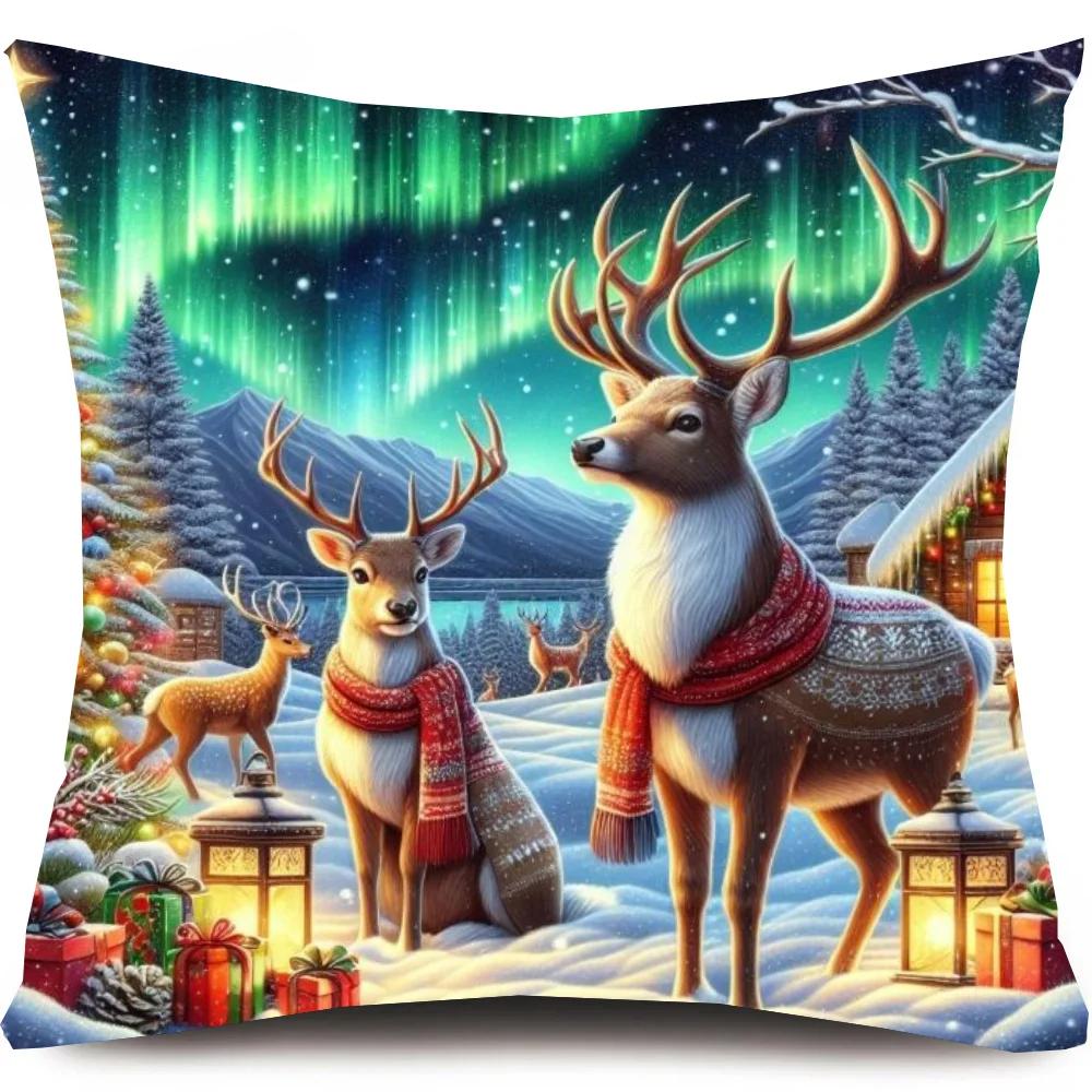 Weihnachts-Hirsch Kissenbezug Kissenbezug Sofakissenbezug Zimmer Heimdekoration