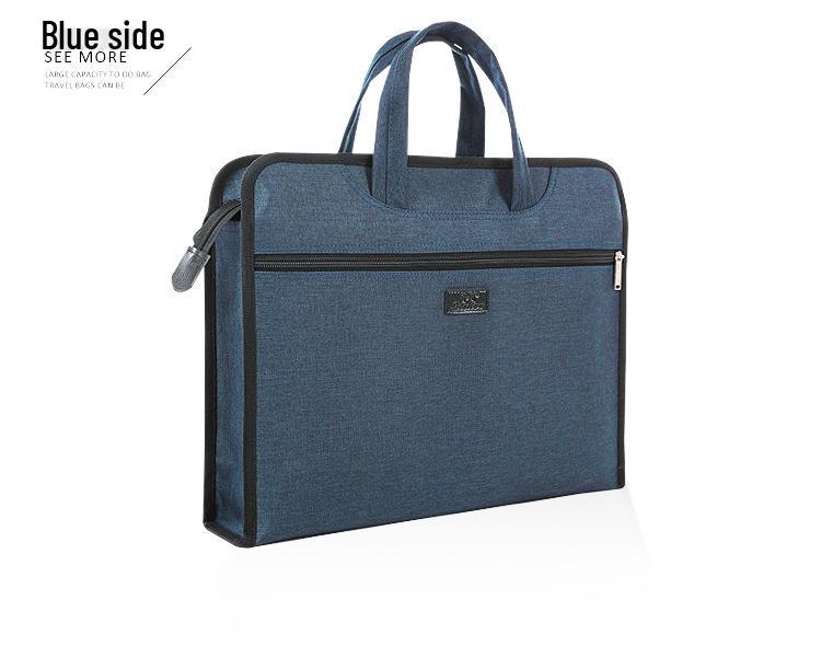 Large Capacity Business Briefcase - Oxford Double-Layer Document Bag with Custom Printing синий