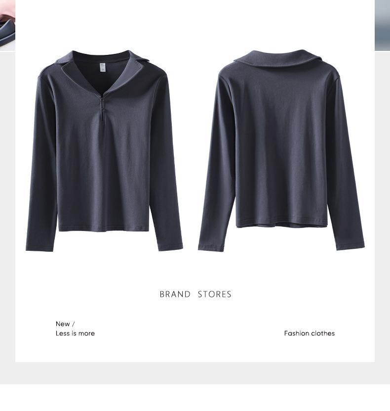 Women's Slimming Long Sleeve Turn-Down Collar T-Shirt - New Autumn Versatile Fashion Top 2025