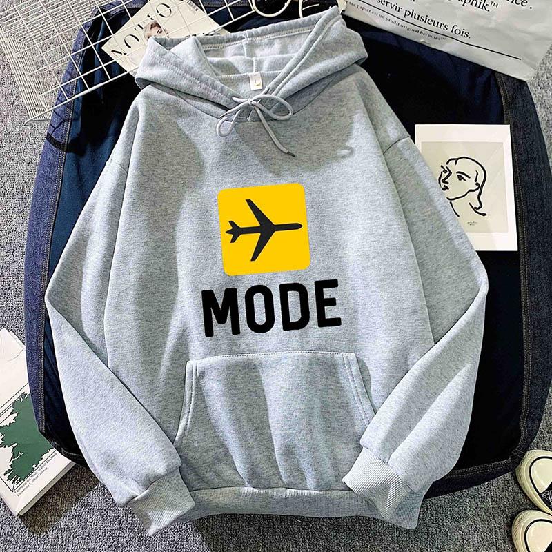 Autumn Hoodie Women's Casual Hooded Sweatshirt Creative Hoodie Matching Streetwear Flight Mode Pattern Monogram Hoodie