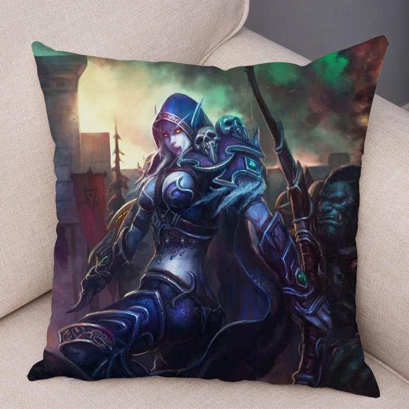 WOW Illidan Cushion Cover Decor Hot Game Hero Printed Pillow Covers for Sofa Home Pillow Case Super Soft Short Plush Pillowcase