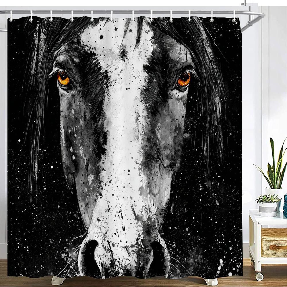 Black and white lion, wolf Pattern Shower Curtain Bath Curtain Animal Printed Bathroom Curtains for Home Decoration Curtain