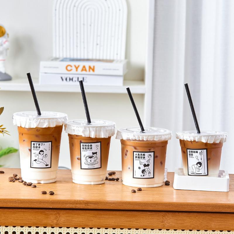 10Pcs Clear Plastic Cup With Strawless Lids Disposable Cups For Iced Coffee Or Juice Party Smoothie Milkshake Cold Drinks