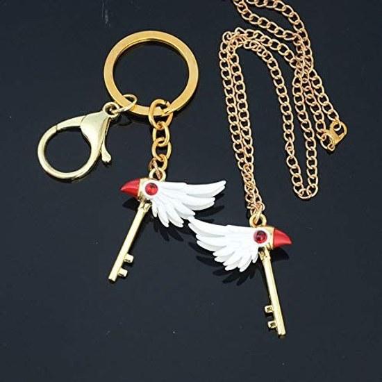 Cardcaptor Sakura Necklace Ladies Keychain Fashion Bird Pendant Anime Magic Stick Cosplay Props Girls Gift