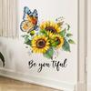 Sunflower and Butterfly PVC Fridge Decals, Self-Adhesive Wall Stickers for Living Room Bedroom Home Decoration