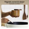 Salt Cellar Box, Wooden Salt Pot, Salt Container with Rotating Lid - Built-in Spoon Pot for Sugar, Kitchen Wooden Jar, Home Salt Cellar for Home, Cafe