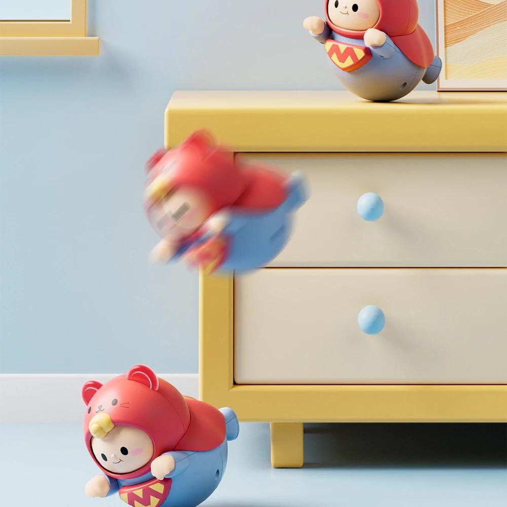 1-5PCS Baby Toys Infant 6 Months Cute Superman Tumbler Toys Children's Soothing Rattles Balance Piggy 0-3 Years Old Baby Gift