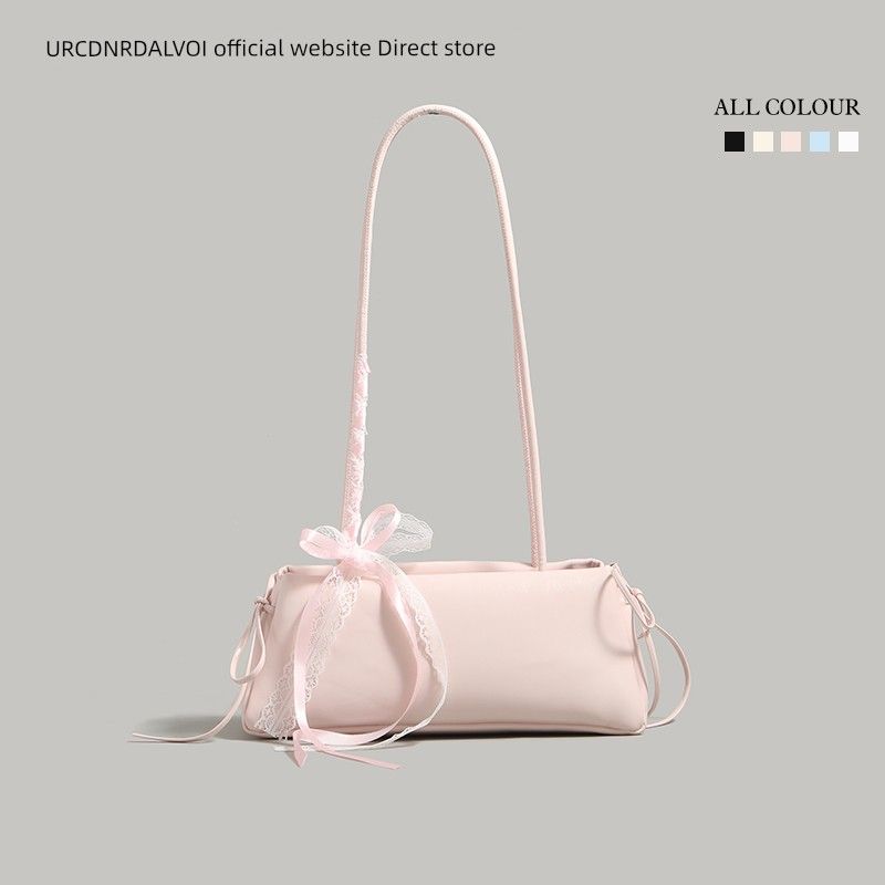 

Ur Korean Style Ballet Style One-Shoulder Underarm Bag Women 2025 New Super Popular Trendy All-Match Commuter Bow Baguette Bag Pink