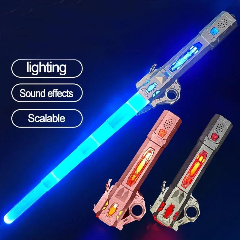 Changing Color 7 Colors Children Colorful Glowing Sword Toys 67CM Telescopic Music Laser Sword Rotating Decompression Toy Gift
