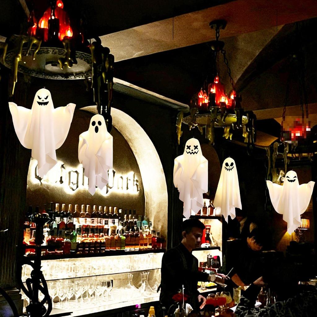 LED Glowing Ghost Pendant: Colorful Halloween Decoration