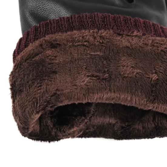 Winter Outdoor Faux Leather Warm Waterproof Full Finger Touch Screen Gloves for Cycling