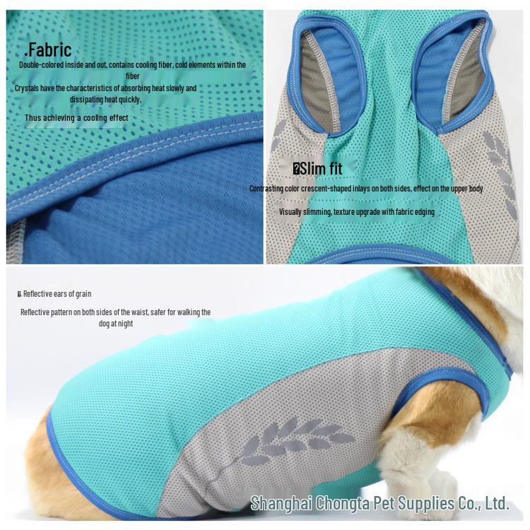 Chong Ta Reflective Cooling Dog Vest for Corgis & French Bulldogs - Summer Thin Style, All Sizes Available