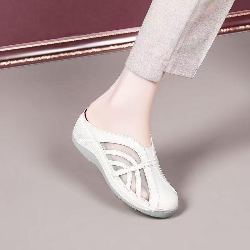 Neue weiche Leder-Flip-Flops mit rutschfestem Hohlmuster - Damenschuhe