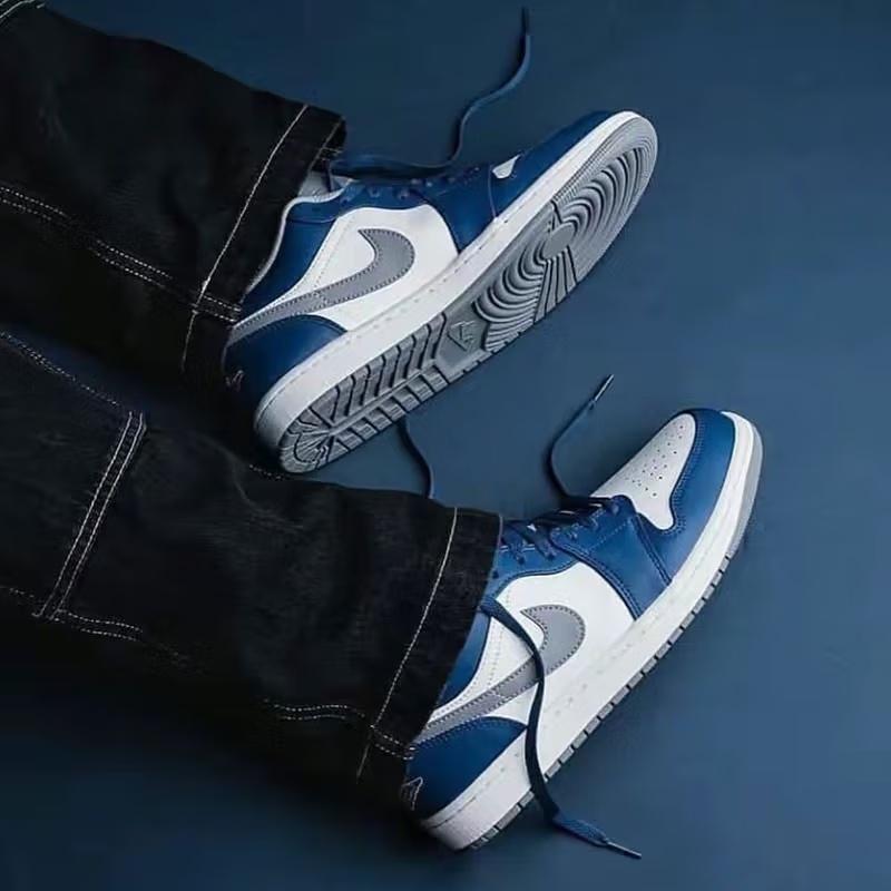 (GS) Air Jordan 1 Low 'True Blue Cement' Kids' 553560-412