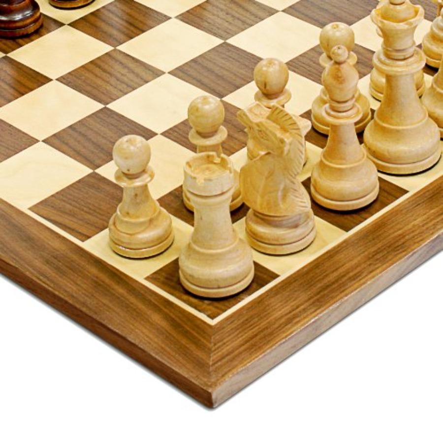 Ajedrez de Madera Staunton Tradicional para Decoración del Hogar y Sala de Estar Tablero de Ajedrez de Madera de 15 Pulgadas con Reyes de 3.75 Pulgadas de Alto Elegante