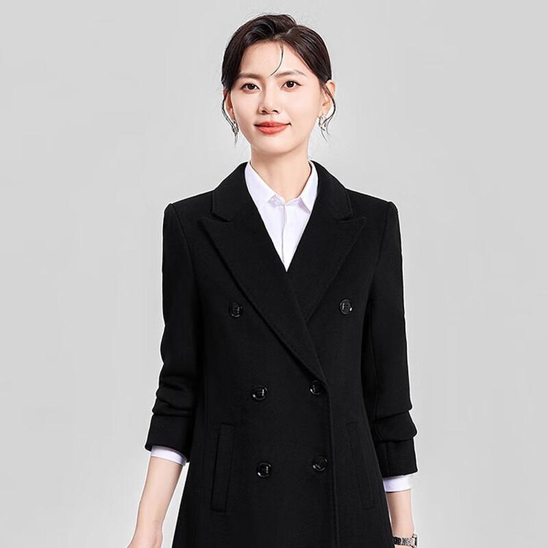 

HANMANKE Women s Double-Breasted Wool Blend Coat S