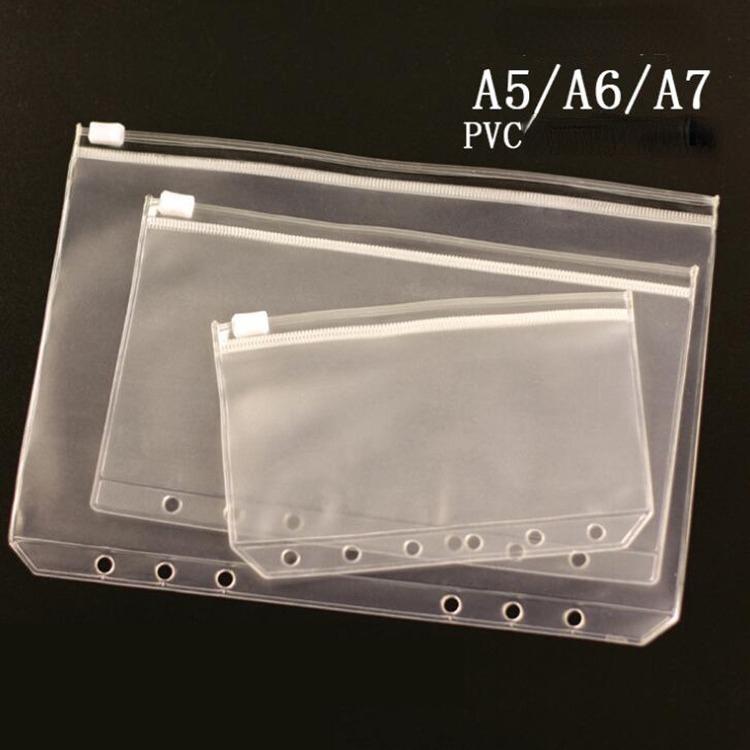 8PCS PVC Binder Pocket Cash Envelopes A5 A6 A7 Zipper Folders Pouches Money Organizer Budget Document Filing Loose Leaf Inserts