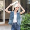 Women's Summer Denim Vest - High-End Design, Casual Sleeveless Outerwear, Short Jacket