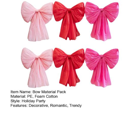 6Pcs Giant Bow DIY Decor Kit for Valentine's Day Hanging Wall Door Window Decorations Easy To Assemble Bow Wall Backdrop for Party Photo