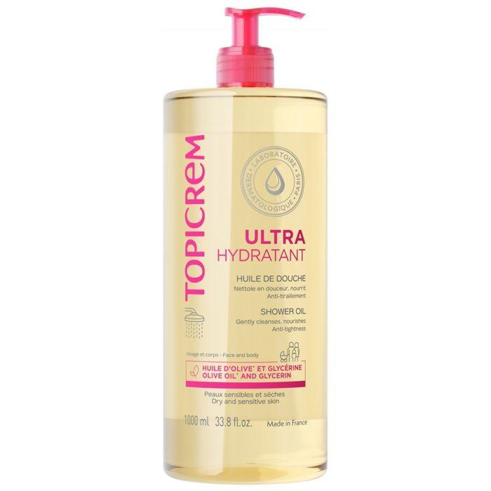 Topicrem Ultra-Hydratant Huile de Douche Peaux Sensibles et Sèches 1 Litre