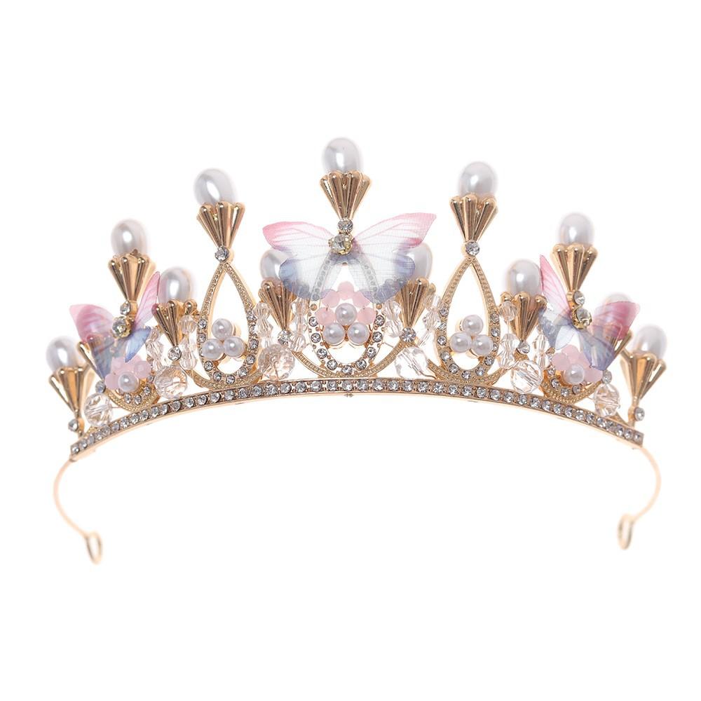 Luxurious and Grand Butterfly Crown Headwear Princess Coming of Age Birthday Crown Wedding Dress Style Updo and Accessory