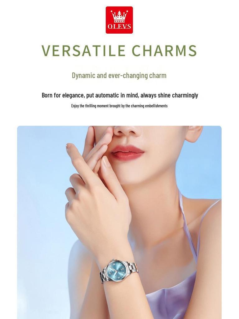 Oulishi Solid Steel Women's Quartz Watch - High-End, Waterproof, Fully Automatic Fashion Accessory