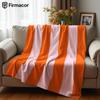 Orange & Blush Stripe Ultra Soft Sherpa Fleece Blanket Fluffy Warm Halloween Cozy Throw for Sofa Couch Bedroom Gift All Season