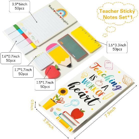 Xqumoi Teaching is A Work of Heart Sticky Notes Set Blackboard Self-Stick Note Pads Teacher Appreciation Gift Writing Memo Pads School Office