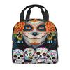 Day of The Dead Mexican Catrina Skull Print Lunch Bag Portable Thermal Cooler Insulated Bento Box for Kids Food Tote Bags