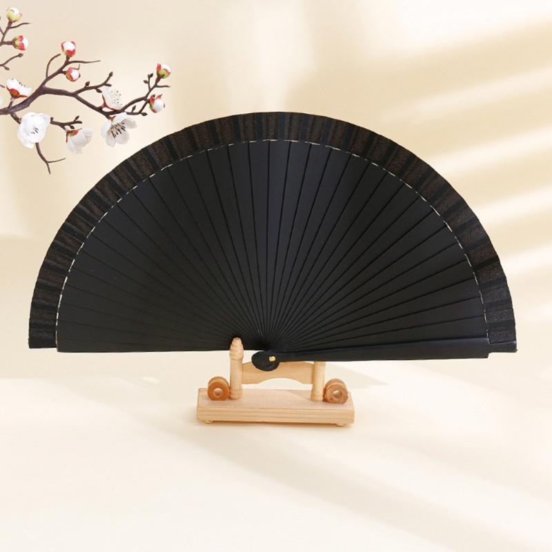 Traditional Wooden Hand Fan Classical Vintage Spanish Solid Color Folding Fan