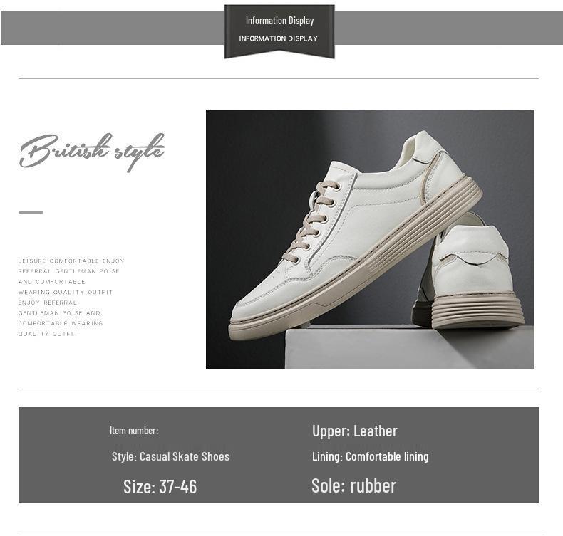 Men's Summer Perforated Leather Sneakers - Breathable Genuine Cowhide with Thick Sole
