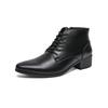 Men's Korean Style Mid-Calf High Heel Leather Boots - Pointed Toe Hairstylist Business Shoes