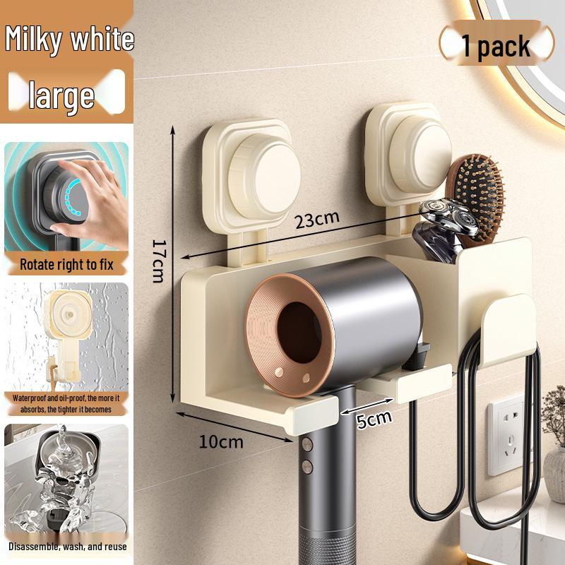 Suction Cup Hair Dryer Holder: Punch-Free, Wall-Mounted Bathroom Organizer