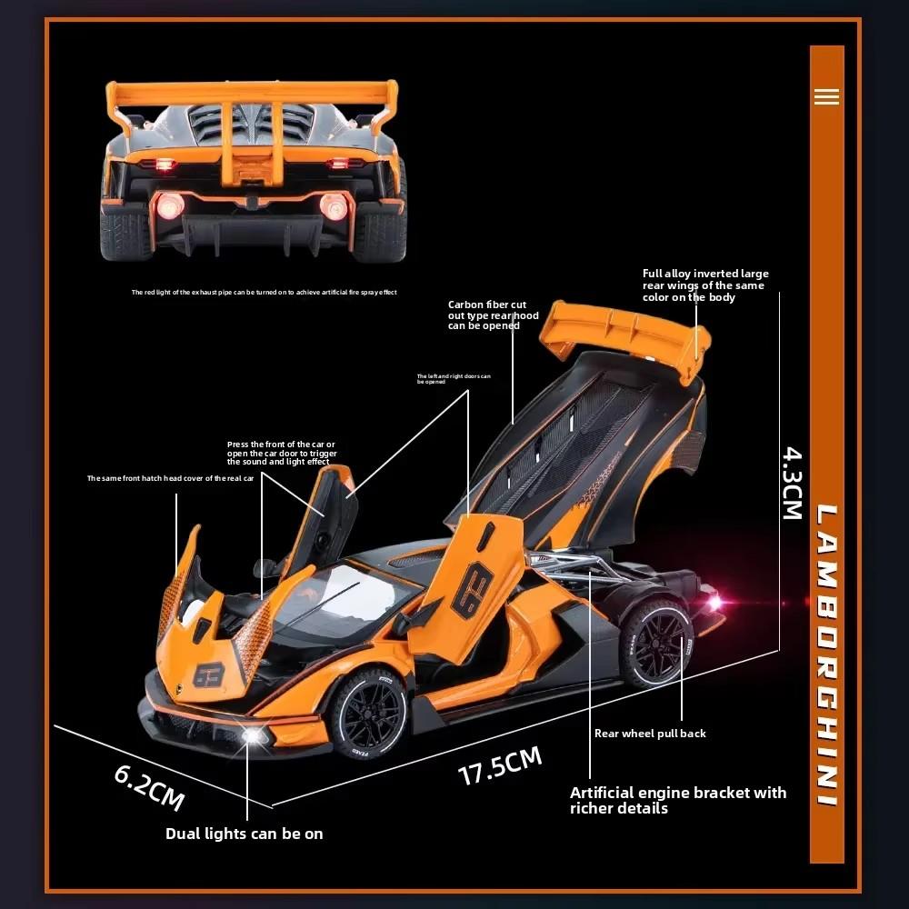 1:32 Lamborghini SCV12 Sports Car High Simulation Diecast Metal Alloy Model Car Sound Light Pull Back Collection Kids Toy Gifts